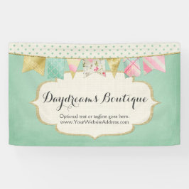Shabby Chic-Butike-Flagge im Rosa, in der Minze u. Banner