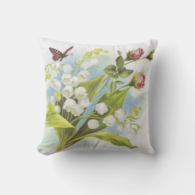 Shabby Chic Butterfly, Rose & Lily of the Valley Kissen (Vorderseite)