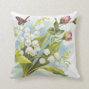 Shabby Chic Butterfly, Rose & Lily of the Valley Kissen