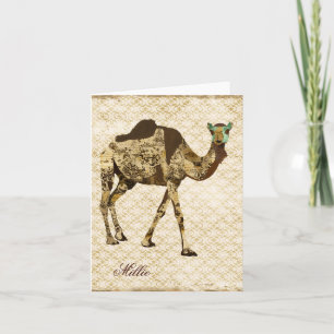 Shabby Chic Camel Personalisiert Notecard