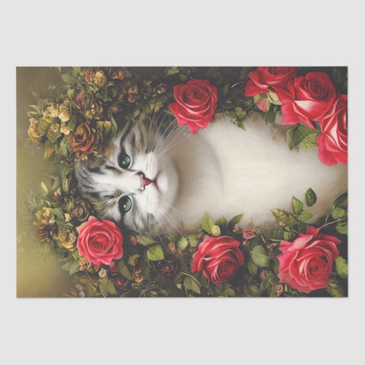 Shabby Chic Cat Tissue Paper Seidenpapier (Vorderseite)