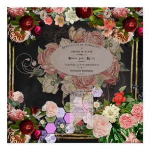 Shabby-Chic-Collage, französischer Chic, Landhauss Poster