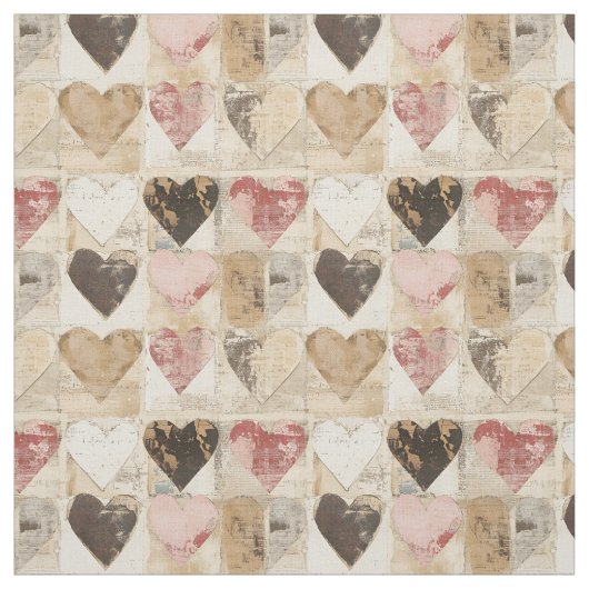 Shabby Chic Collage Hearts Stoff (Muster)
