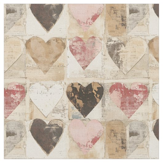 Shabby Chic Collage-Herzen Stoff (Nahaufnahme)
