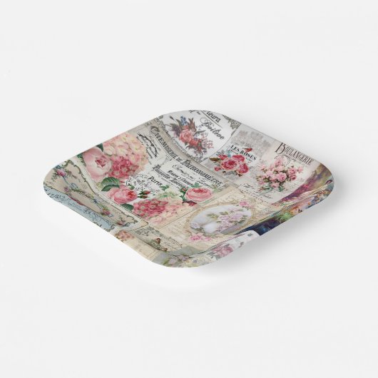 Shabby Chic-Collage, Land viktorianisch, Decopage, Pappteller (Gewinkelt)