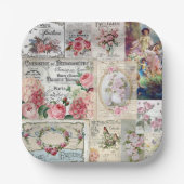 Shabby Chic-Collage, Land viktorianisch, Decopage, Pappteller (Vorderseite)