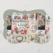 Shabby Chic-Collage, Land viktorianisch, Decopage, Save The Date (Vorne/Hinten)