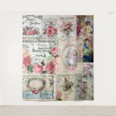 Shabby Chic-Collage, Land viktorianisch, Decopage, Wandteppich (Vorderseite)