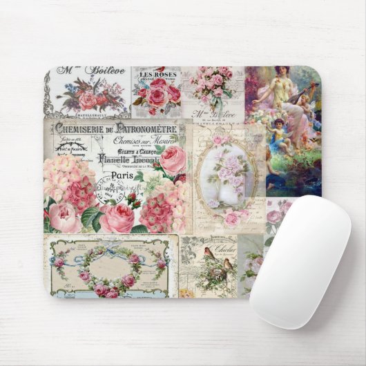 Shabby Chic-Collage, Land viktorianisch, Entkopplu Mousepad (Mit Mouse)