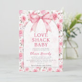 Shabby Chic Coquette Pink Liebe Shack Babydusche Einladung (Stehend Vorderseite)
