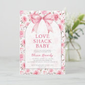 Shabby Chic Coquette Pink Liebe Shack Babydusche Einladung (Stehend Vorderseite)