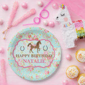 Shabby Chic-Cowgirl-Blumenpony-Papierplatte Pappteller (Party)