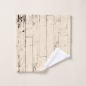 Shabby Chic Cream Wood Rustikaler Bauernhof Badhandtuch Set (Waschlappen)
