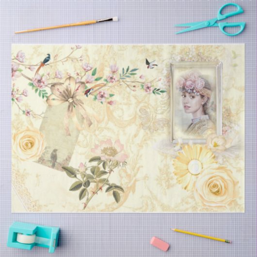 Shabby Chic Creme Series Design 5 Seidenpapier (Basteln)