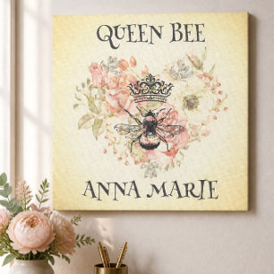 Shabby Chic Crown Bee Personalisiert Canvas Print Leinwanddruck