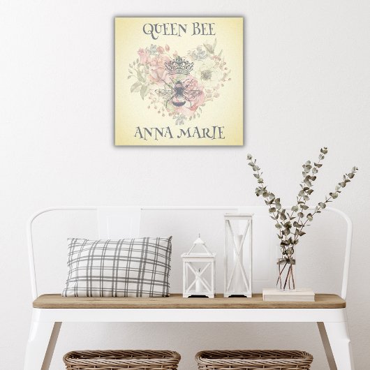 Shabby Chic Crown Bee Personalisiert Canvas Print Leinwanddruck