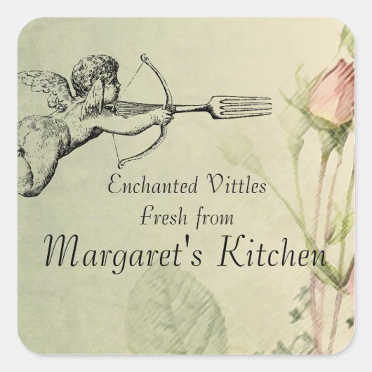 Shabby Chic cupid Gabel Pfeil Geschenkaufkleber Quadratischer Aufkleber (Vorderseite)