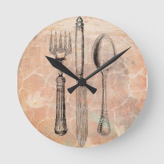 Shabby chic cutlery runde wanduhr (Vorderseite)