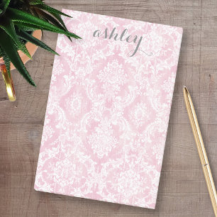 Shabby Chic Damask Muster Pastellfarben Rosa Graue Post-it Klebezettel