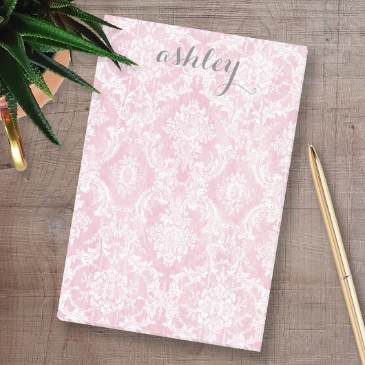 Shabby Chic Damask Muster Pastellfarben Rosa Graue Post-it Klebezettel