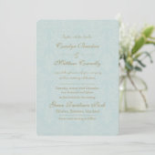 Shabby Chic Damask Vintage Wedding Einladung (Stehend Vorderseite)