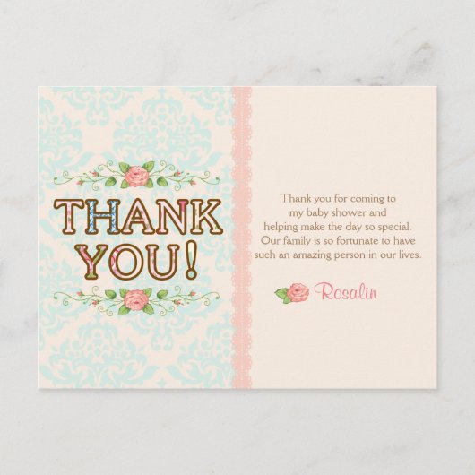 Shabby Chic danke Ihnen Karten (Vorderseite)