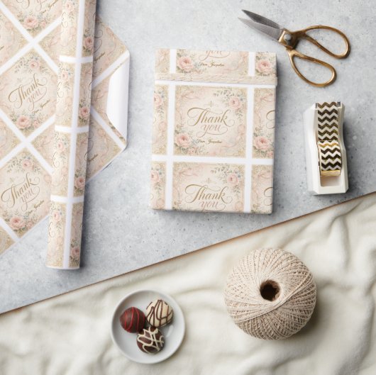 Shabby Chic Dankeschön-Aufkleber Geschenkpapier (Kunsthandwerk)