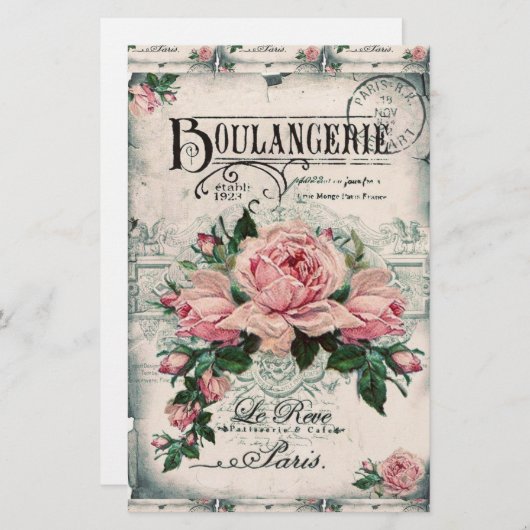 Shabby Chic, Decopage, viktorianisch, französisch Briefpapier (Vorne/Hinten)