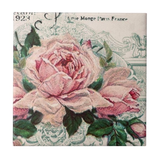 Shabby Chic, Decopage, viktorianisch, französisch Fliese (Vorderseite)