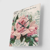 Shabby Chic, Decopage, viktorianisch, französisch  Quadratische Wanduhr (Winkel)