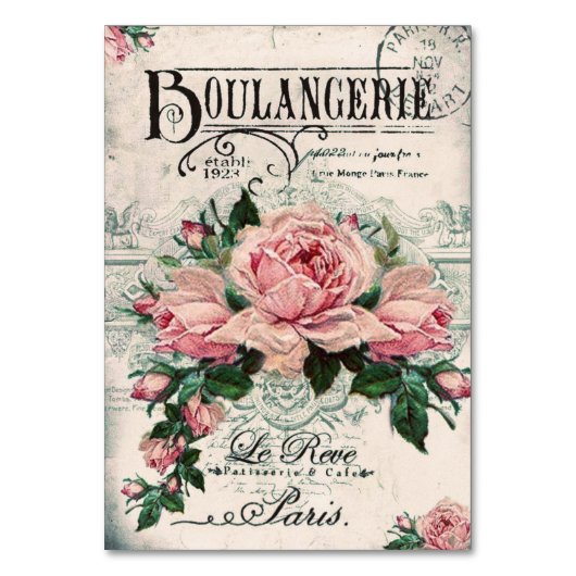 Shabby Chic, Decopage, viktorianisch, französisch Tischnummer (Vorderseite)