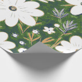 Shabby Chic Deep Green White Retro Daisy Muster Geschenkpapier (Ecke)
