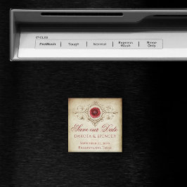 Shabby Chic | Deep Red Grunge Rose Save the Date Magnet