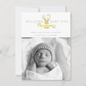 Shabby Chic Deer Birth Announcement Foto Ankündigung (Vorderseite)