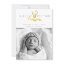Shabby Chic Deer Birth Announcement Foto