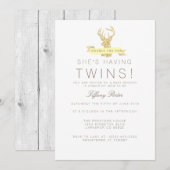 Shabby Chic Deer Twins Kinderdusche Einladung (Vorne/Hinten)