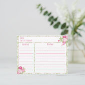 Shabby Chic der Rezept-Karte Postkarte (Stehend Vorderseite)