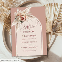 Shabby Chic Dusty Pink Floral Save the Date Einlad