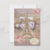 Shabby Chic Eiffel Tower Save the Date Einladung (Vorderseite)