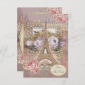 Shabby Chic Eiffel Tower Save the Date Einladung (Vorne/Hinten)