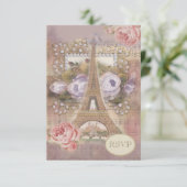 Shabby Chic Eiffel Tower UAWG RSVP Karte (Stehend Vorderseite)