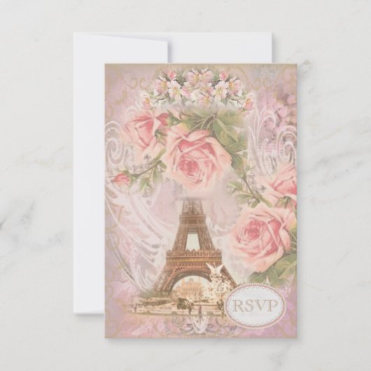 Shabby Chic Eiffel Tower UAWG RSVP Karte (Vorderseite)