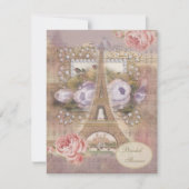 Shabby Chic-Eiffel-Turm-BlumenBrautparty Einladung (Vorderseite)