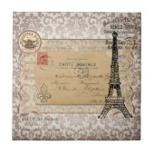 Shabby Chic-Eiffel-Turm Paris Vintager Fliese (Vorderseite)