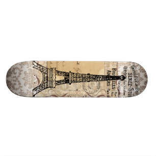 Shabby Chic-Eiffel-Turm Paris Vintager Skateboard