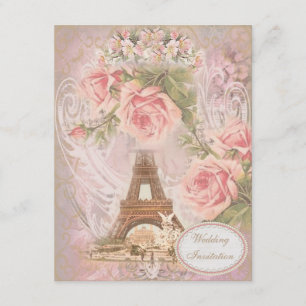 Shabby Chic Eiffelturm Einladung Hochzeit