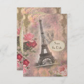 Shabby Chic Eiffelturm & Rose Save the Date (Vorne/Hinten)