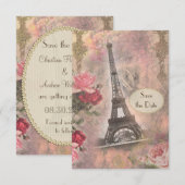 Shabby Chic Eiffelturm & Rosen Save-the-Date Save The Date (Vorne/Hinten)