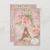 Shabby Chic Eiffelturm Save the Date Hochzeit (Vorne/Hinten)