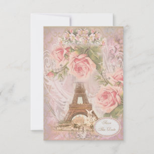 Shabby Chic Eiffelturm Save-the-Date Hochzeit Save The Date